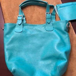 Teal green Italian leather purse